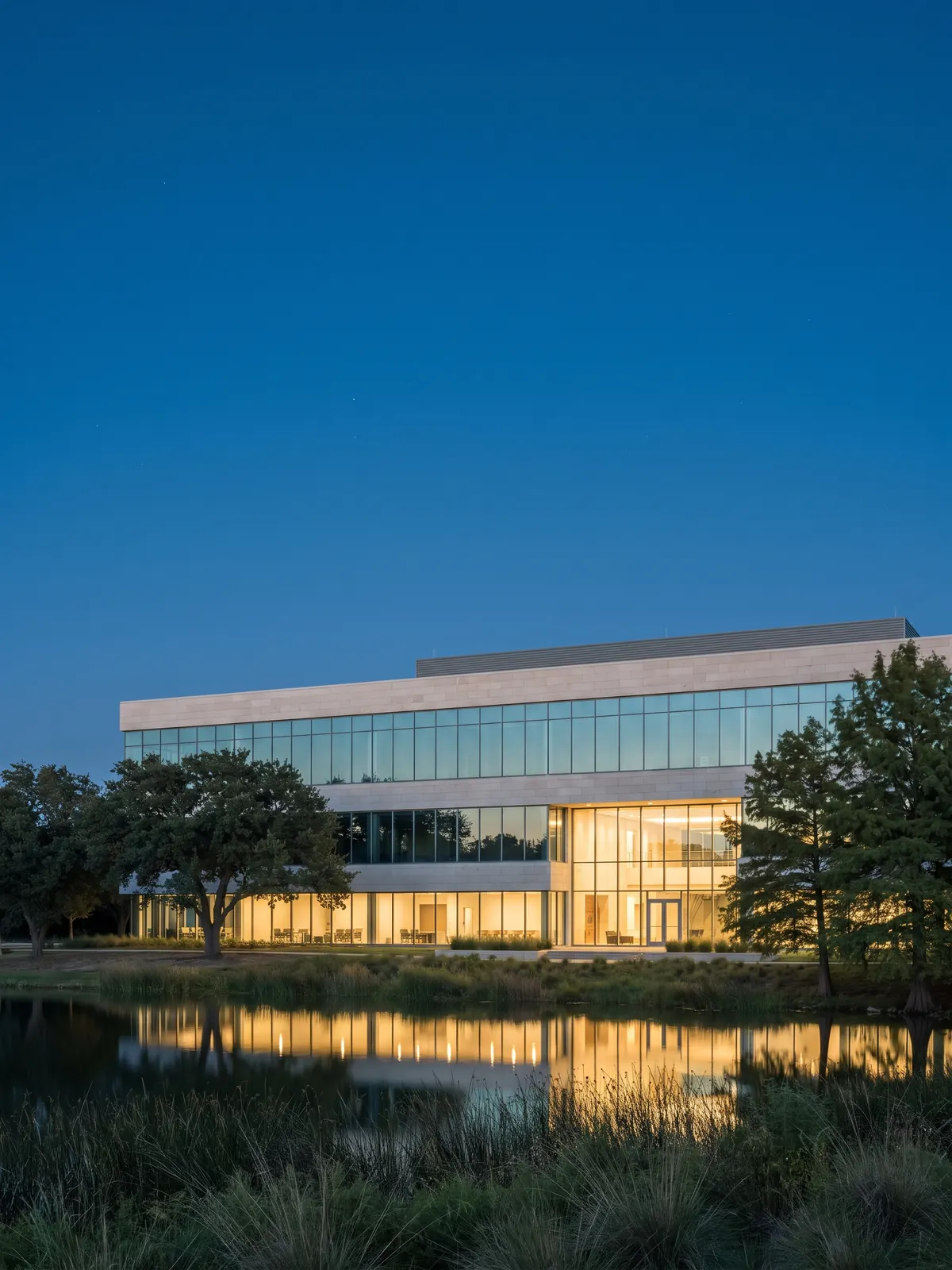 Resillio headquarters exterior at dusk in Little Elm, Texas